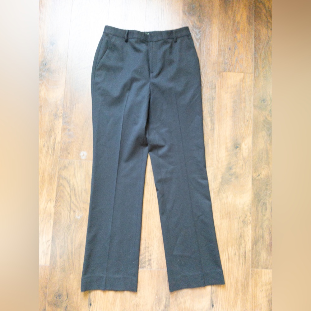 Ralph Lauren Black Wool Trouser Pleated Hidden closure SZ 4